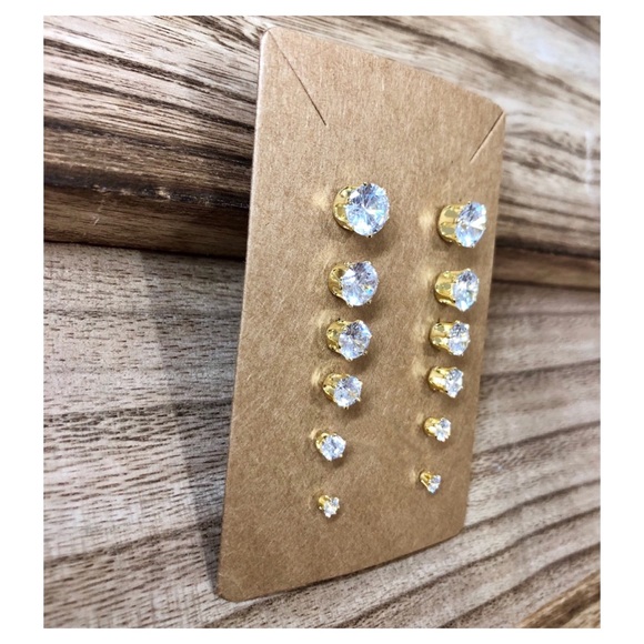 18K Gold Plated CZ Stud Earrings 3MM - Picture 4 of 6